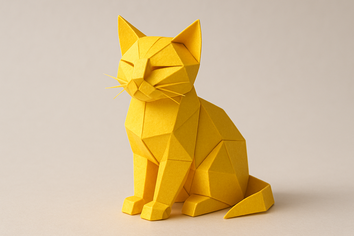 A yellow parpercraft cat