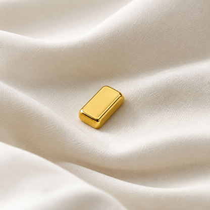 Gold product image on cream fabric